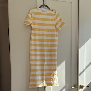 Sézane Yellow and White Striped Dress